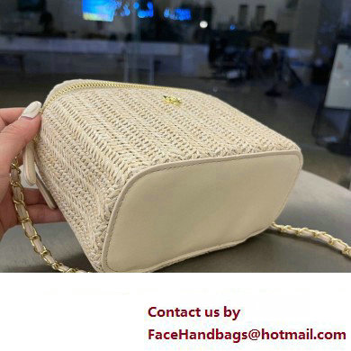 Cheap Sale Chanel Raffia Straw Vanity Case bag Creamy 2024