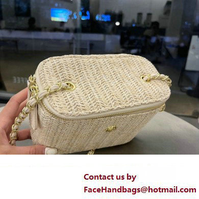 Cheap Sale Chanel Raffia Straw Vanity Case bag Creamy 2024