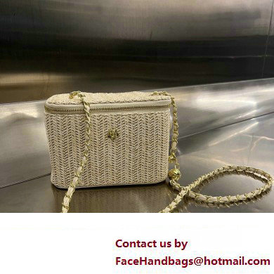 Cheap Sale Chanel Raffia Straw Vanity Case bag Creamy 2024