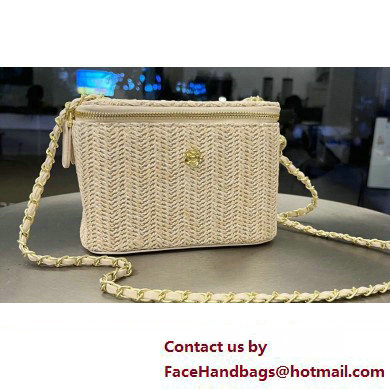 Cheap Sale Chanel Raffia Straw Vanity Case bag Creamy 2024