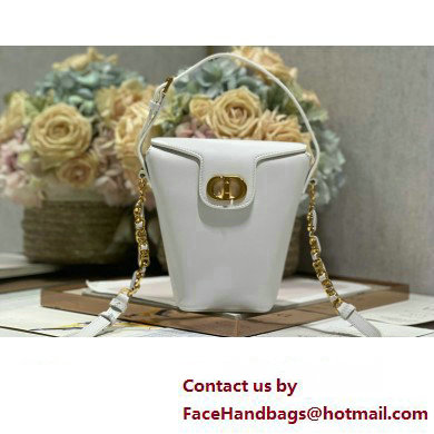 Dior 30 Montaigne Mini Bucket Bag In Calfskin White 2024