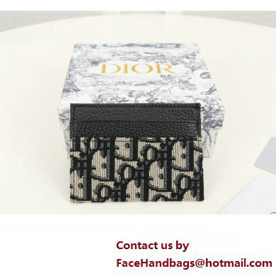 Dior Card Holder in Beige and Black Dior Oblique Jacquard