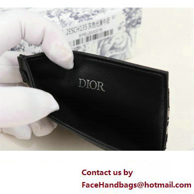 Dior Card Holder in Beige and Black Dior Oblique Jacquard