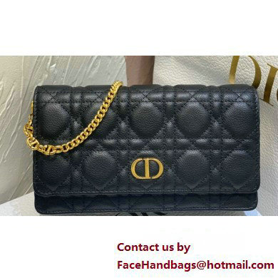 Dior Caro Pouch Bag in Black Soft Cannage Calfskin 2024