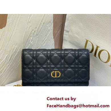 Dior Caro Pouch Bag in Black Soft Cannage Calfskin 2024