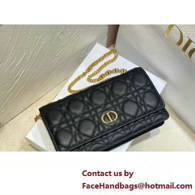 Dior Caro Pouch Bag in Black Soft Cannage Calfskin 2024