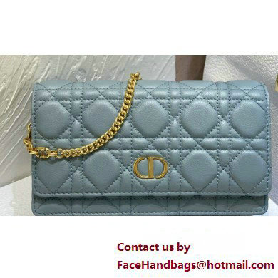 Dior Caro Pouch Bag in Cloud Blue Soft Cannage Calfskin 2024