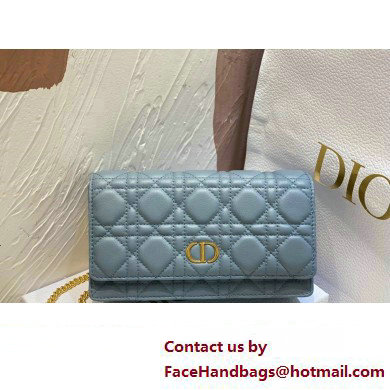 Dior Caro Pouch Bag in Cloud Blue Soft Cannage Calfskin 2024