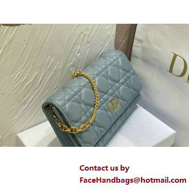 Dior Caro Pouch Bag in Cloud Blue Soft Cannage Calfskin 2024