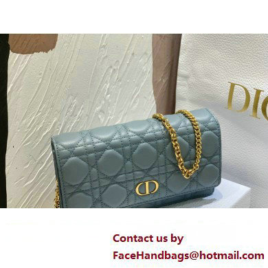 Dior Caro Pouch Bag in Cloud Blue Soft Cannage Calfskin 2024