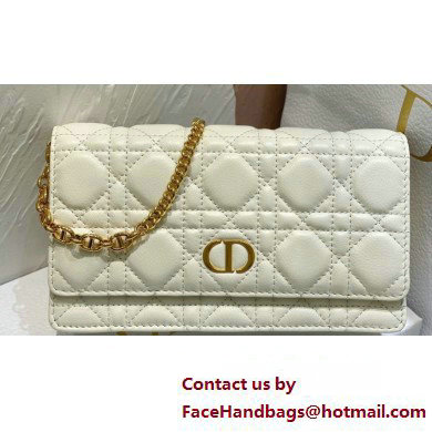 Dior Caro Pouch Bag in White Soft Cannage Calfskin 2024