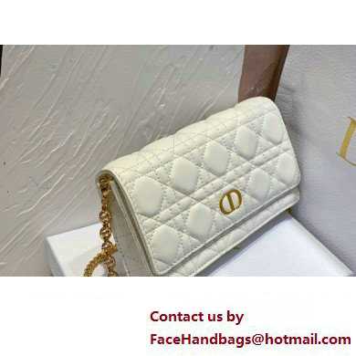 Dior Caro Pouch Bag in White Soft Cannage Calfskin 2024