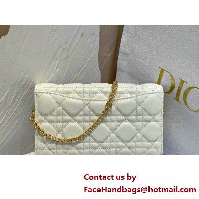 Dior Caro Pouch Bag in White Soft Cannage Calfskin 2024