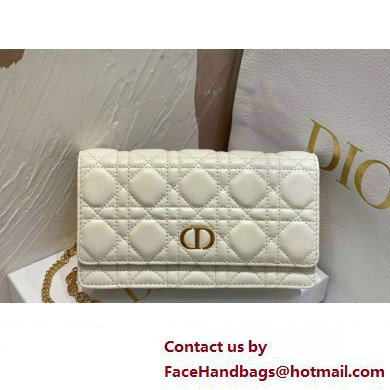 Dior Caro Pouch Bag in White Soft Cannage Calfskin 2024