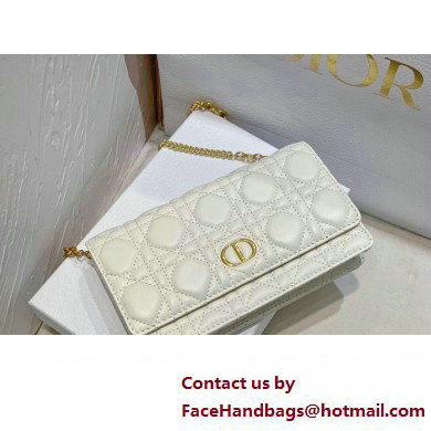 Dior Caro Pouch Bag in White Soft Cannage Calfskin 2024