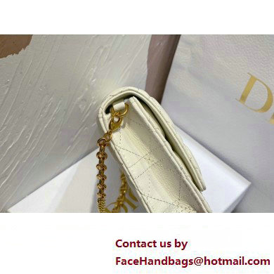 Dior Caro Pouch Bag in White Soft Cannage Calfskin 2024