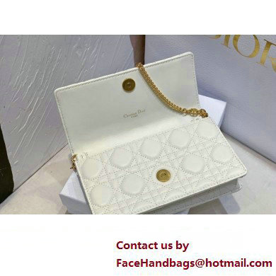 Dior Caro Pouch Bag in White Soft Cannage Calfskin 2024