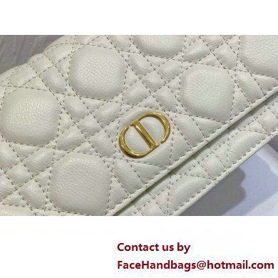 Dior Caro Pouch Bag in White Soft Cannage Calfskin 2024