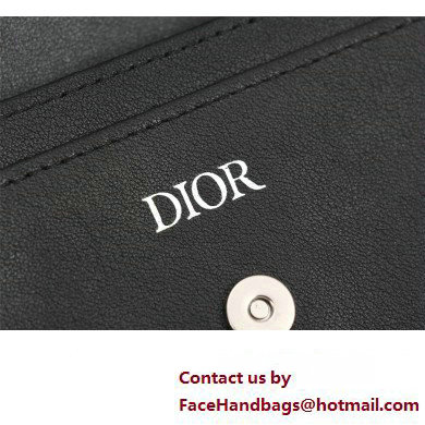 Dior Flap Card Holder in Beige and Black Dior Oblique Jacquard