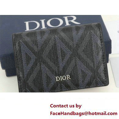 Dior Flap Card Holder in Black CD Diamond Canvas