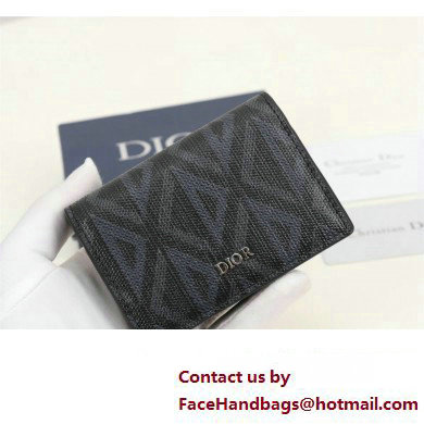 Dior Flap Card Holder in Black CD Diamond Canvas