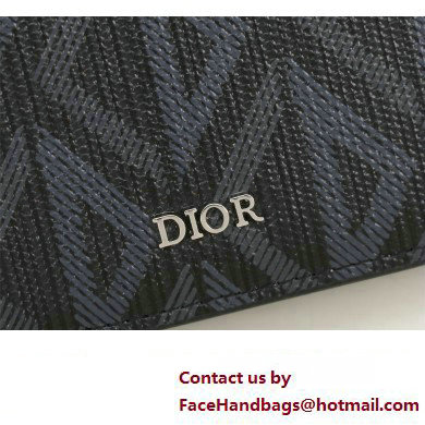 Dior Flap Card Holder in Black CD Diamond Canvas