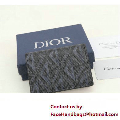 Dior Flap Card Holder in Black CD Diamond Canvas