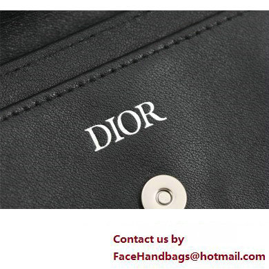 Dior Flap Card Holder in Black CD Diamond Canvas