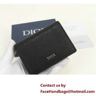 Dior Flap Card Holder in Black Dior Oblique Galaxy Calfskin