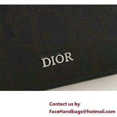 Dior Flap Card Holder in Black Dior Oblique Galaxy Calfskin