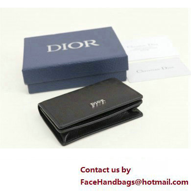 Dior Flap Card Holder in Black Dior Oblique Galaxy Calfskin