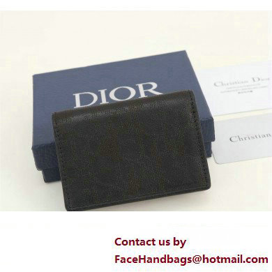 Dior Flap Card Holder in Black Dior Oblique Galaxy Calfskin