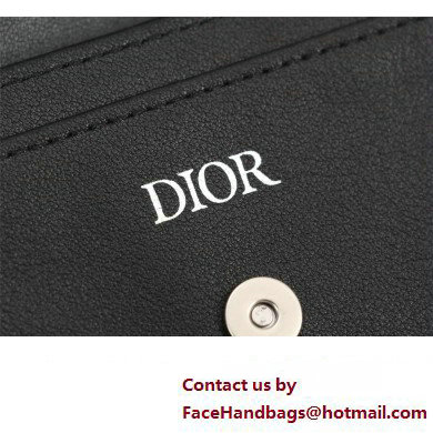 Dior Flap Card Holder in Black Dior Oblique Galaxy Calfskin