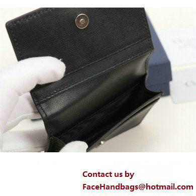 Dior Flap Card Holder in Black Dior Oblique Galaxy Calfskin