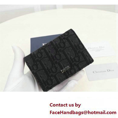 Dior Flap Card Holder in Black Dior Oblique Jacquard - Click Image to Close