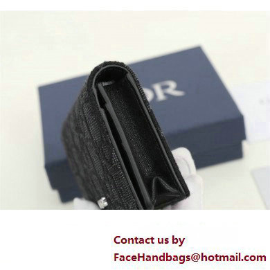 Dior Flap Card Holder in Black Dior Oblique Jacquard