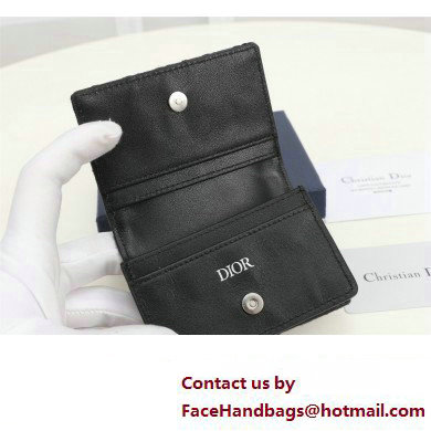 Dior Flap Card Holder in Black Dior Oblique Jacquard