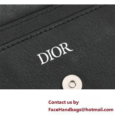 Dior Flap Card Holder in Black Dior Oblique Jacquard