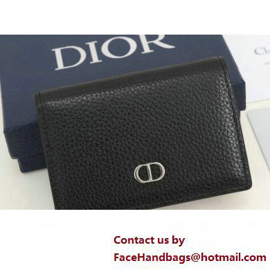 Dior Flap Card Holder in Black Grained Calfskin with CD Icon Signature