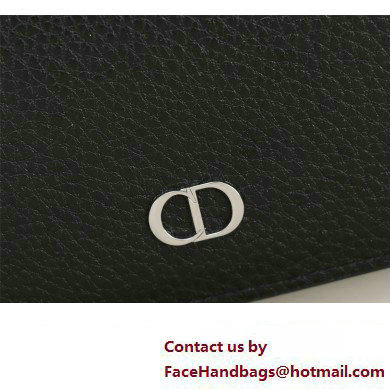 Dior Flap Card Holder in Black Grained Calfskin with CD Icon Signature