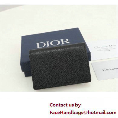 Dior Flap Card Holder in Black Grained Calfskin with CD Icon Signature