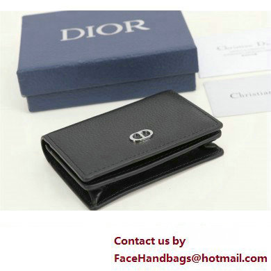 Dior Flap Card Holder in Black Grained Calfskin with CD Icon Signature