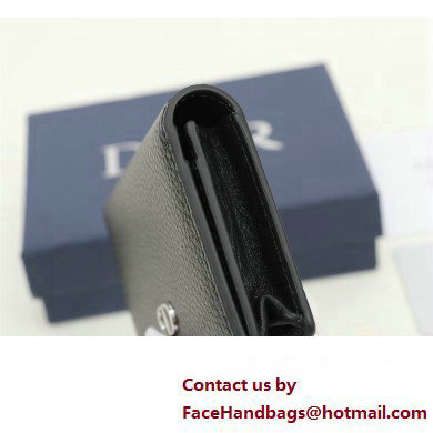 Dior Flap Card Holder in Black Grained Calfskin with CD Icon Signature