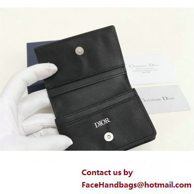 Dior Flap Card Holder in Black Grained Calfskin with CD Icon Signature