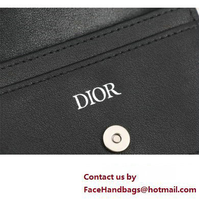 Dior Flap Card Holder in Black Grained Calfskin with CD Icon Signature