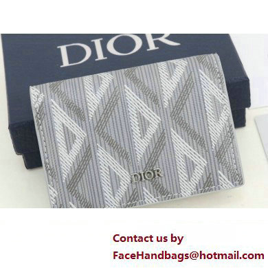 Dior Flap Card Holder in Gray CD Diamond Canvas - Click Image to Close