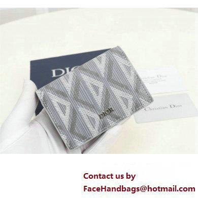 Dior Flap Card Holder in Gray CD Diamond Canvas