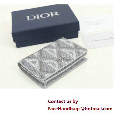 Dior Flap Card Holder in Gray CD Diamond Canvas