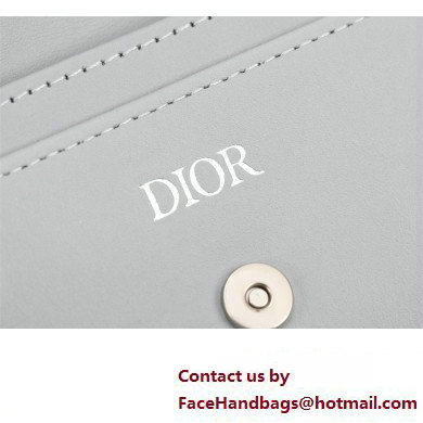 Dior Flap Card Holder in Gray CD Diamond Canvas