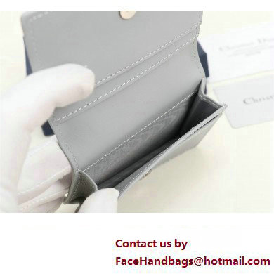 Dior Flap Card Holder in Gray CD Diamond Canvas